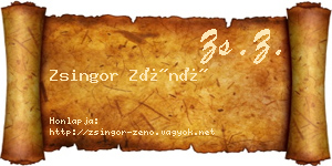 Zsingor Zénó névjegykártya